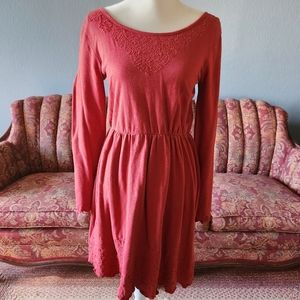 Anthropologie Red Midi Dress